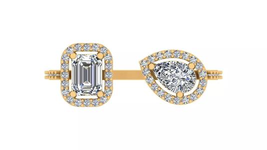 Exquisite Twin Gemstone Open Ring