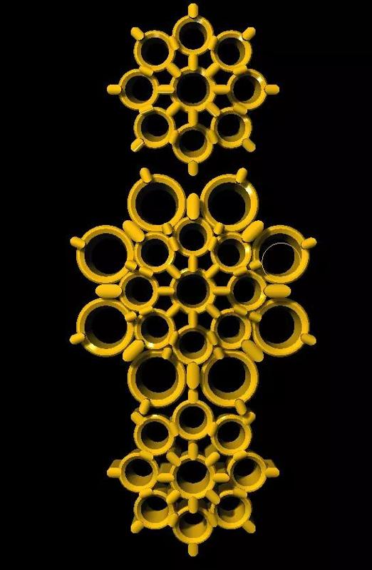 Sidepiece cross made of circles