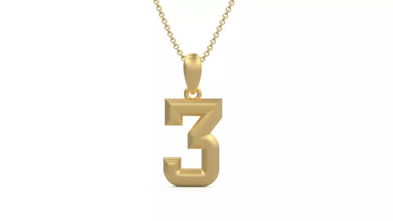 Model 1154 Number 3 Necklace Curved