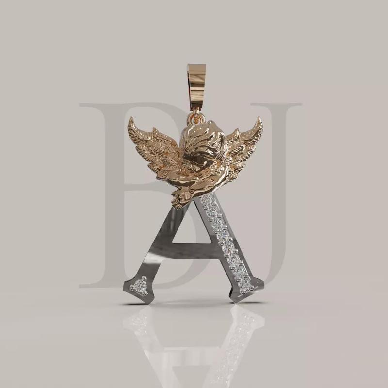 Angel Letter A 3D Model for Jewelry Design Printable Model