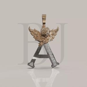 Angel Letter A 3D Model for Jewelry Design Printable Model