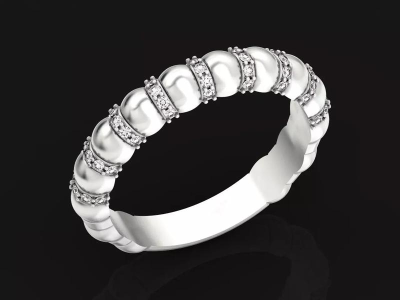 Hemisphere bubbles ring with stones 695