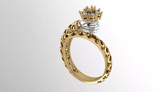 Hand and flower jewelry ring