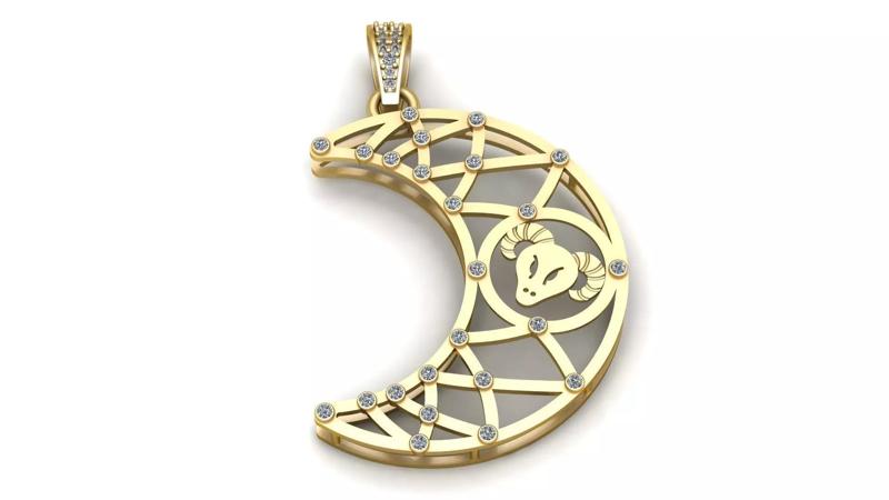 GOLDEN HALF MOON PENDANT 3D PRINTABLE MODEL