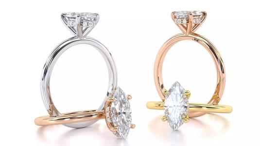 Hidden Halo Marquise Engagement Rings