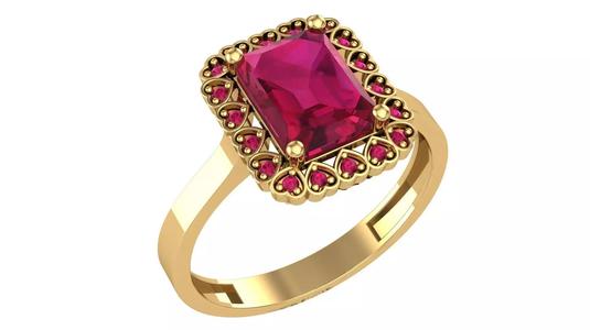 Halo Ruby Gemstone Ring 3dm stl render details