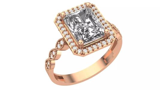 Halo Gemstone Ring 3dm stl render details