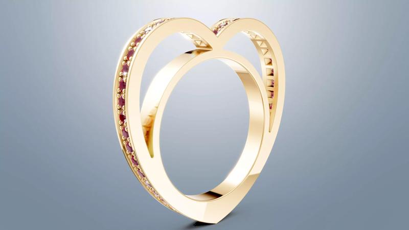 Unique Heart ring Unique 46 diamonds azured