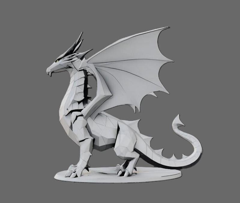 Low Poly Dragon Sculpture