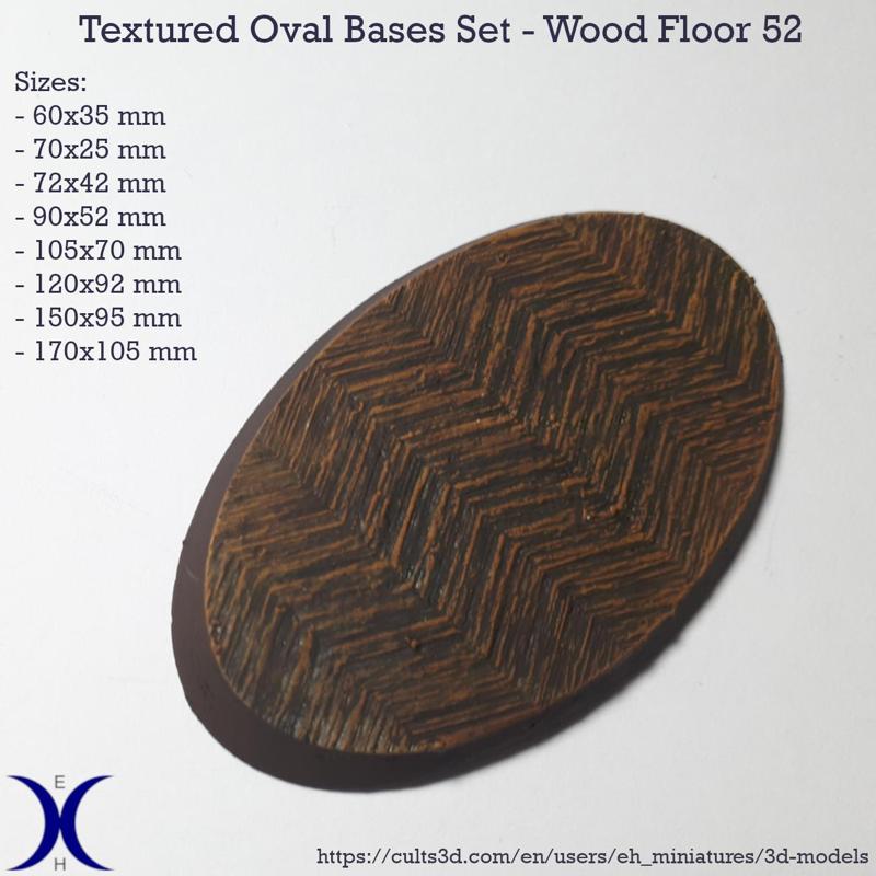 Oval Bases Set – Wood Floor 52 Texture (60–170MM) | Perfect For Tabletop Wargames & RPG's