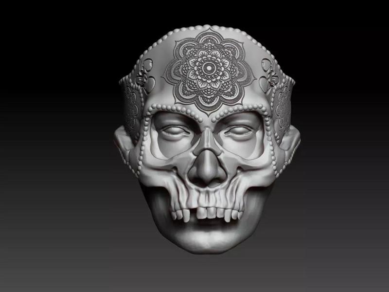 Flower of life Mask ring