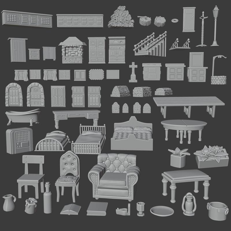 MEGA PACK 65 .STL OF 1920-50 STYLE ASSETS