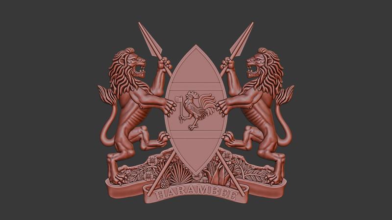 Kenya emblem (coat of arms) 3d relief .stl file