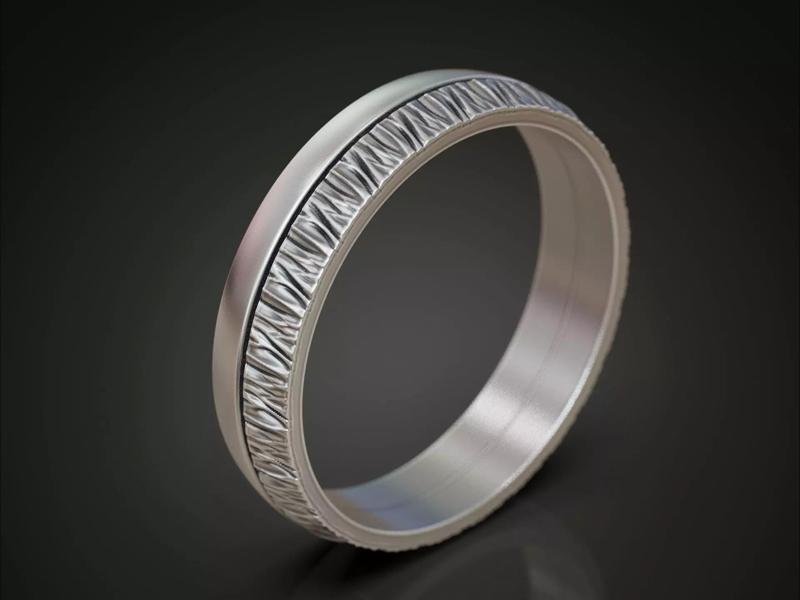 Crumpled Surface Ring with Folded Metal Texture and Soft Edges