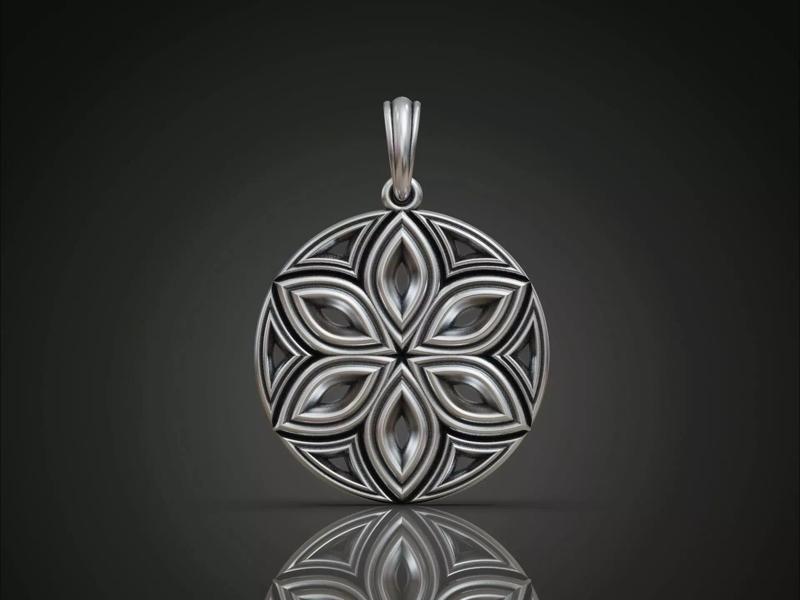Geometric Flower Round Pendant for Women