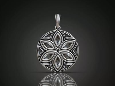 Geometric Flower Round Pendant for Women