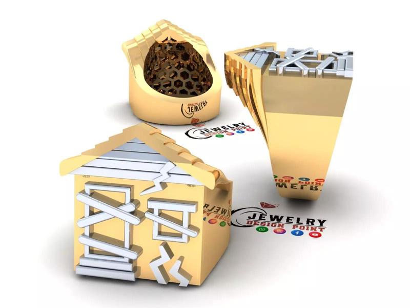 Custom Trap House 3D Plain Ring - House Ring