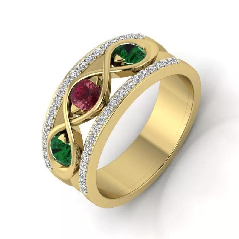 Light Weight Yellow Gold Diamond Ring  -PR-005 DIA