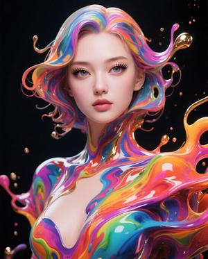 Chromatique: Liquid Muse - Abstract Alcohol Ink Femme Sculpture