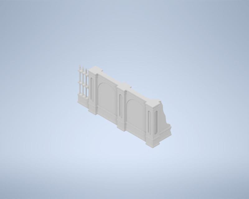 Graveyard walls, fences and small building