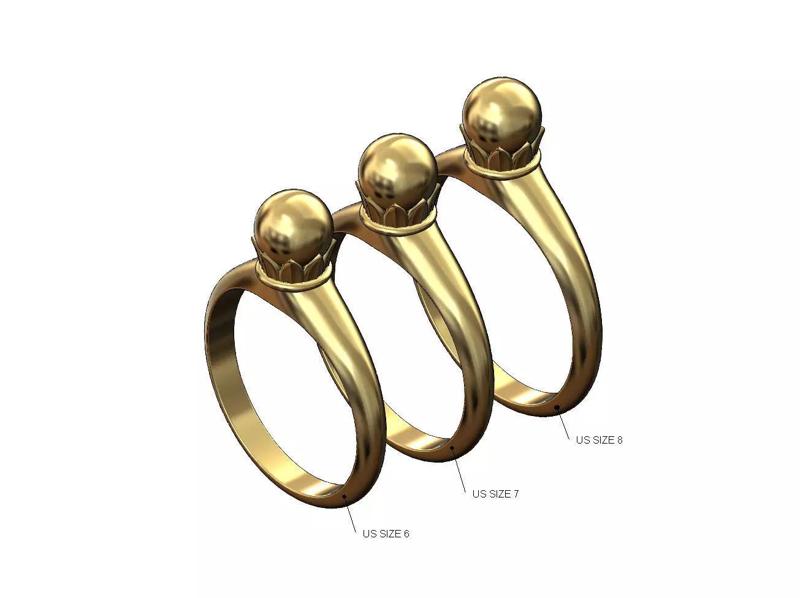 Lotus bead and leaves fashion ring US sizes 6 7 8