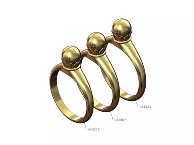 Lotus bead and leaves fashion ring US sizes 6 7 8