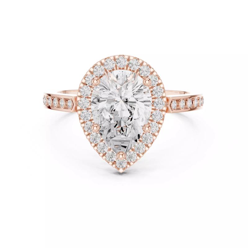 2CT Pear Cut Halo Diamond Engagement Ring 3DM STL Video