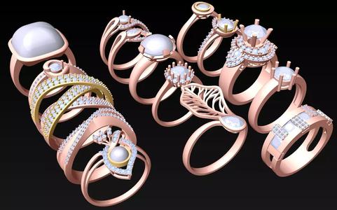15  Womens Ring - Collection 3d Ring Jewellery Models bulk- AW10
