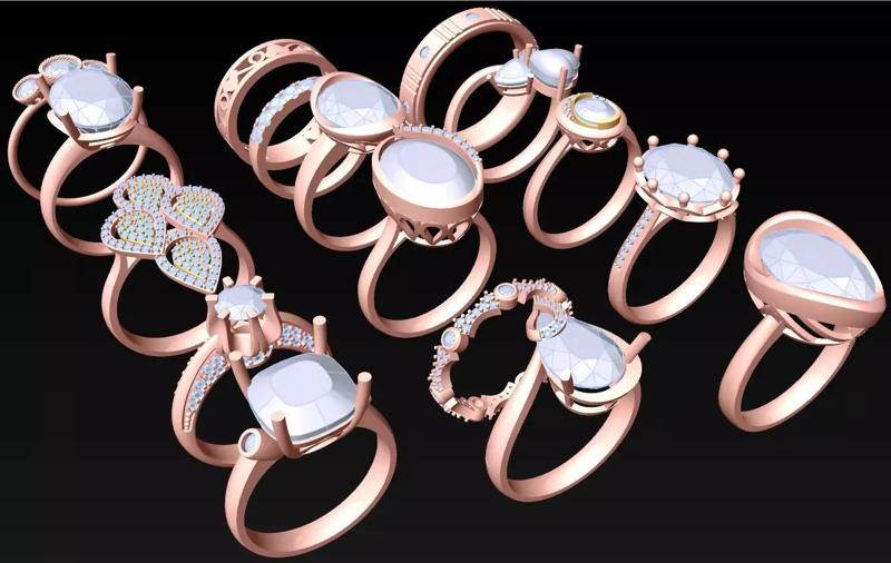 15  Womens Ring - Collection 3d Ring Jewellery Models bulk- AW24