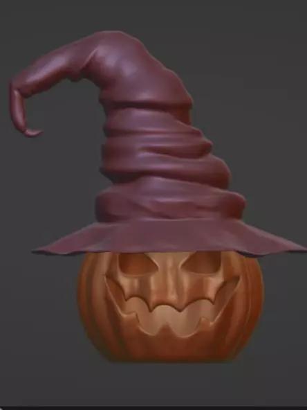 Pumpkin in a witch hat