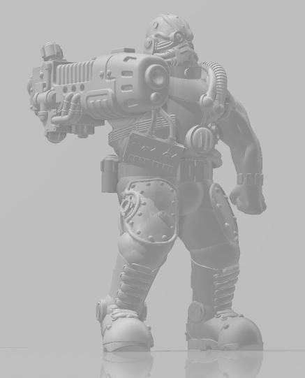 scifi 28mm scale British Imperial Infantry Corps Cyborg servile, armed with PlasmaGun