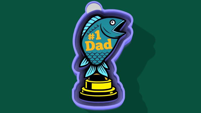 👑🎣 Dad – 1st Place Fishing Trophy – Freshie, Keychain & Resin Mold