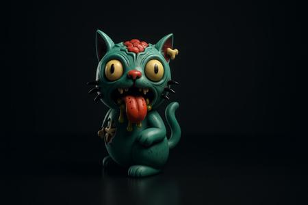 Creepy Zombie Cat Figurine – Spooky Collectible, Undead Kitty Halloween Decor, Cute Horror