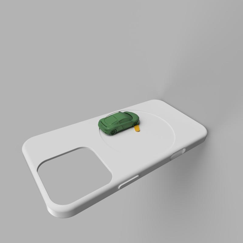 Iphone 16 pro Max case with Audi R8 drifting rotating model STL