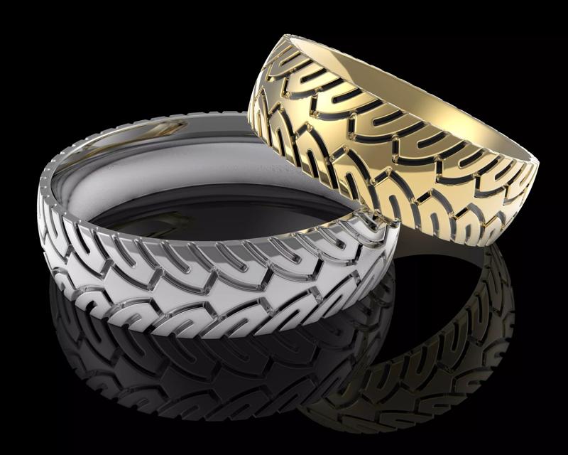 Printable wedding band ring motobike wheel- STL 3d cad file