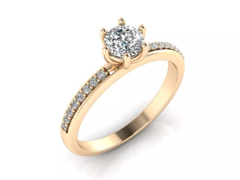 Ring 1 diamond engagement gold