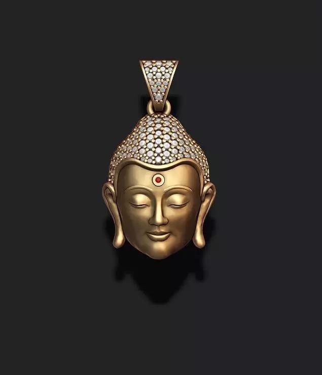 Buddha head with gems pendant