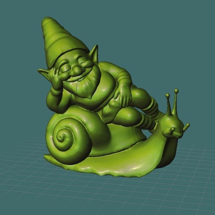 Elf lying on snail