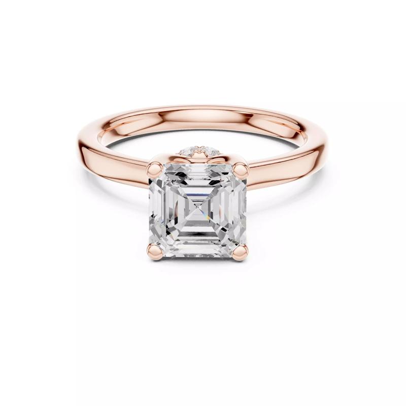 Asscher Cut Bow Hidden Halo Engagement Ring 3DM STL Video