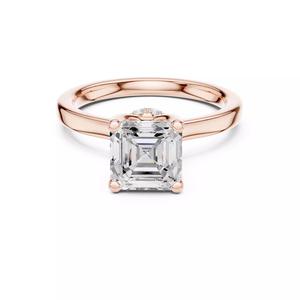 Asscher Cut Bow Hidden Halo Engagement Ring 3DM STL Video