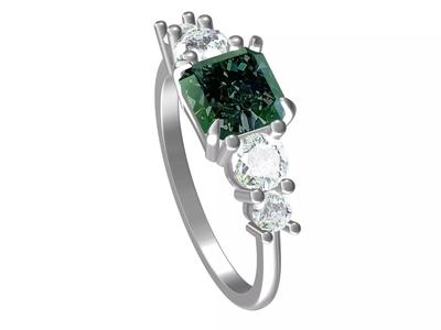 Asscher cut green diamonds Ring