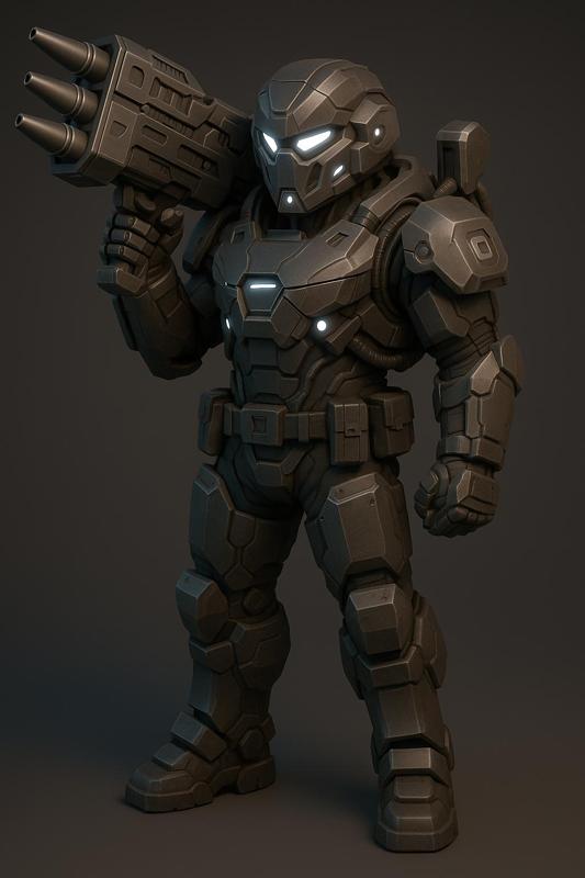 Futuristic Heavy Soldier with Rocket Launcher - 3D Printable Figure