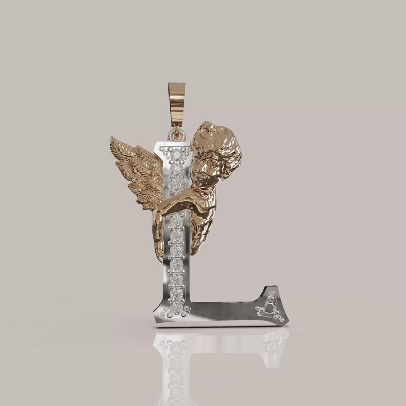 Angel Letter L 3D Model for Jewelry Design Printable Model