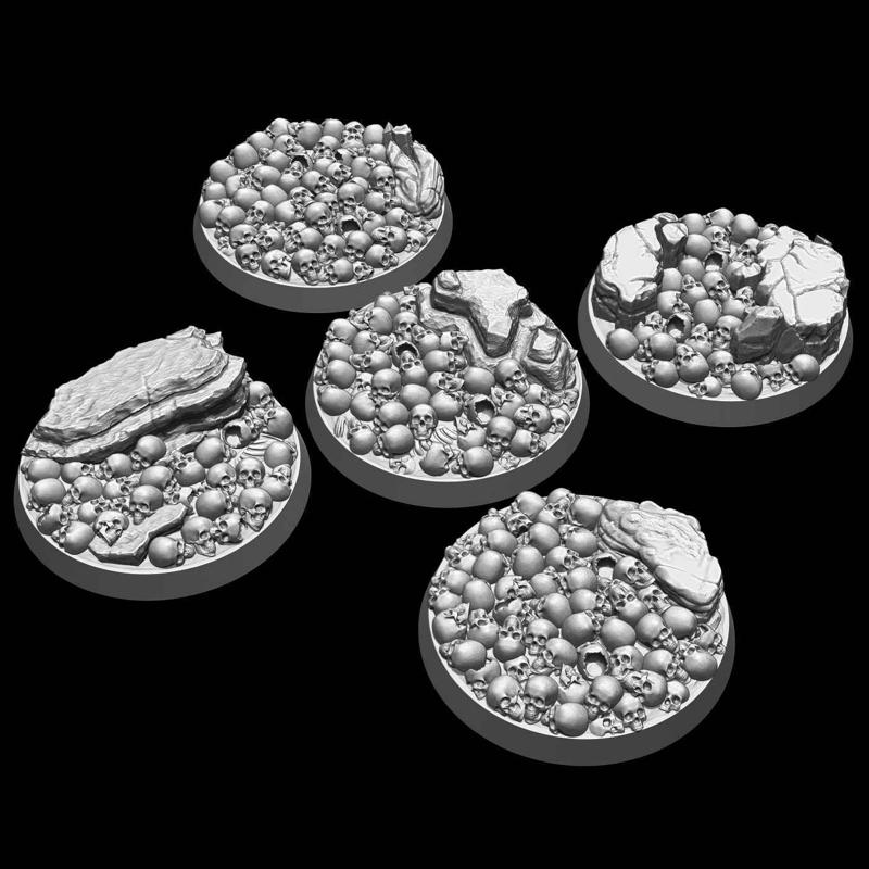 40mm Skull Bases - round x5 - LegendGames