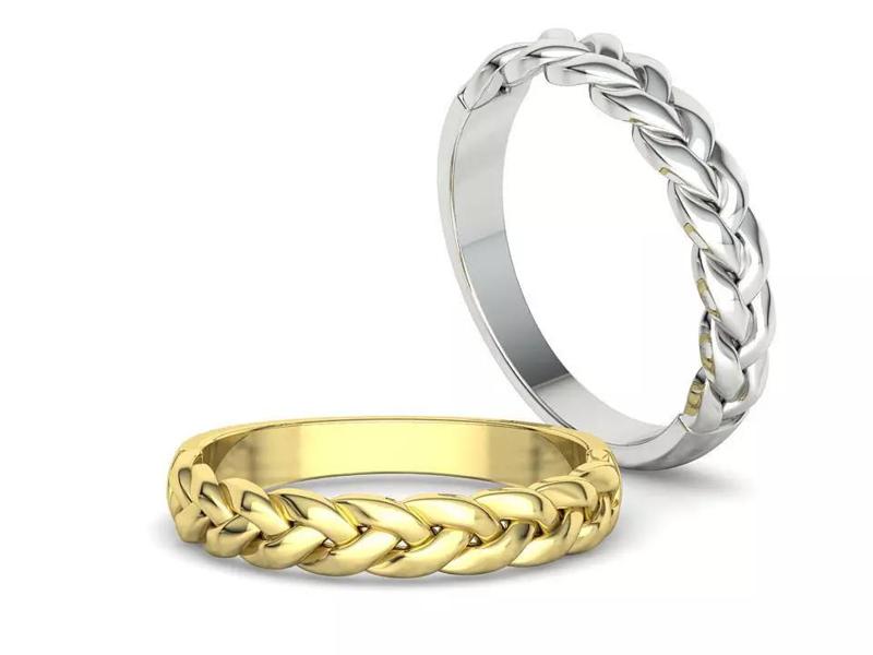 Braided Ring Half Rounded  4mm Wide Wedding Band ring  3dmodel