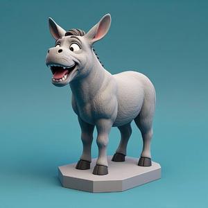 2321 Color Laughing Donkey - 3D Printed Full-Figure Statue, pug, dachshund, poodle, cat, camel, bear, beagle, crocodile, lion, fox, bull terrier, pomeranian, donkey, wolf, doberman pinscher, newfoundland, elephant, rooster