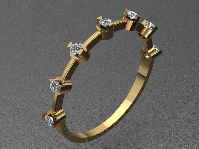 Luxury Half Round Diamond Golden Ring