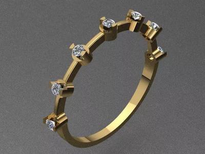 Luxury Half Round Diamond Golden Ring