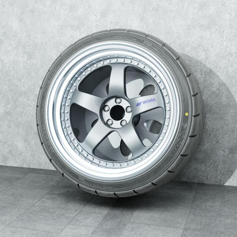 Work Meister S1 18inch 2-Piece + Tire For Diecast 1:64 {11.25mm)