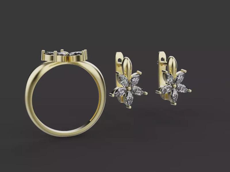 Ring and Earrings set 54327